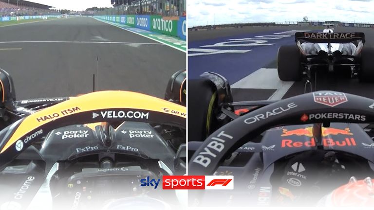 Embarquez avec Lando Norris alors que le pilote McLaren a dépassé Max Verstappen au départ du Grand Prix de Grande-Bretagne pour prendre la tête de sa course à domicile.